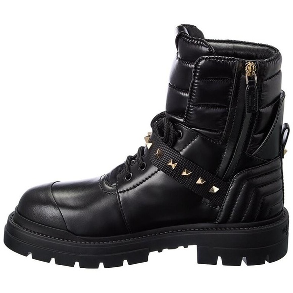 💯 AUTHENTIC VALENTINO GARAVANI CALFSKIN NYLON ROCKSTUD QUILTED WATERPROOF BOOTS - Picture 2 of 14